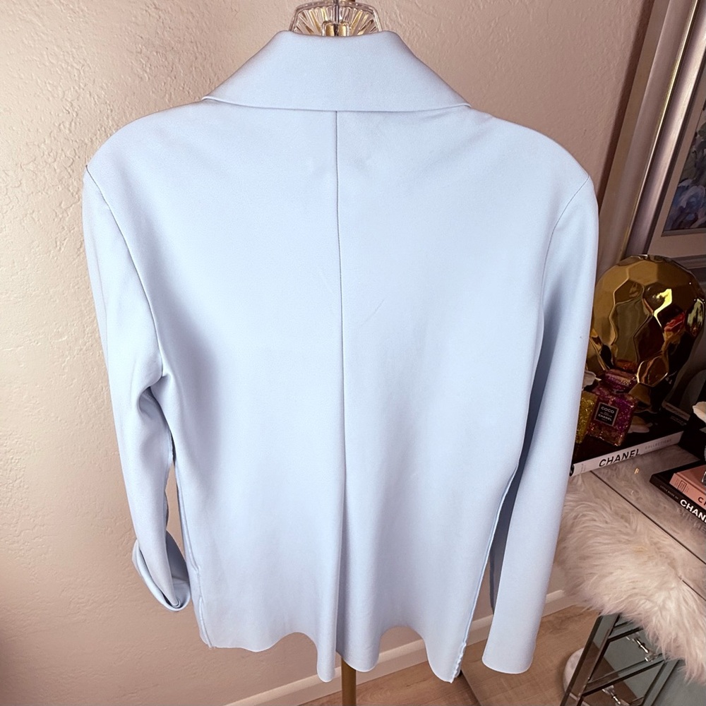 NWT A.W.A.K.E. MODE Pre-Spring 2020 Light Blue Raw Edge Fitted Blouse 42 - Picture 3 of 13